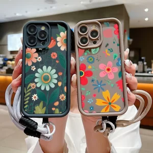 Cute Flower Lanyard Silicone Case For Xiaomi 1