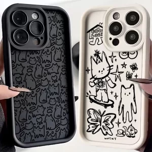 Cute Black Kitten Sketch Cat Phone Case For Xiaomi 1