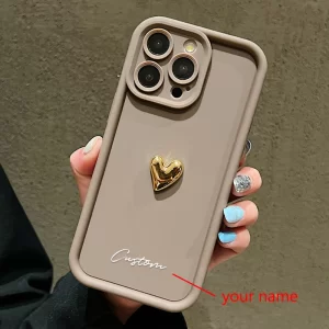 3D Gold Love Heart Personalized Custom Name Case for Samsung 1