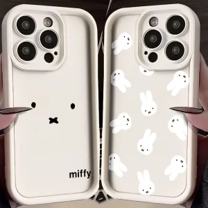 Kawaii Little White Rabbit Soft TPU Case for iPhone 16, 15, 14, 13, 12, 11 Pro Max 1