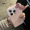 Luxury Rhinestone Bow Litchi Leather Case for iPhone 16, 15, 14, 13, 12, 11 Pro Max 5