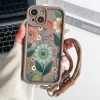 Wrist Chain Lanyard Case – Cute Flower Hand Strap TPU Cover for iPhone 2