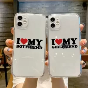 Funny I Love My Girlfriend Case for iPhone – Transparent Couple Soft Cover 1