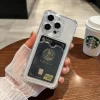 Luxury Transparent Card Holder Case for iPhone 4