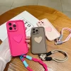 Luxury 3D Love Heart Matte Case – Soft Lanyard Rope Shockproof Cover for iPhone 3