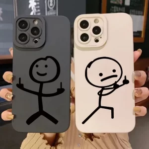 Cute Cartoon Matchman Matte Soft Silicone Case for iPhone 16, 15, 14, 13, 12, 11 Pro Max 1