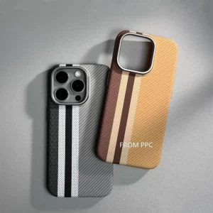 Carbon Fibre Magnetic Phone Case with Alloy Camera Ring for iPhone 1