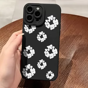 Black Stylish Flower Pattern Phone Case for iPhone 1