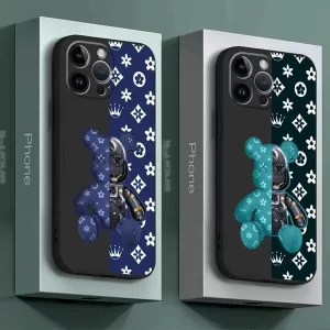 Luxury Robot Bear Case – Matte Stylish Shockproof Cover for iPhone 1