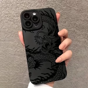 Black Dragon Matte Soft Case – Shockproof Protective Cover for iPhone 1