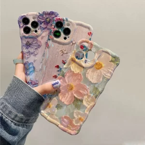 Laser Blue Light Flowers Luxury Shockproof TPU Silicone Phone Case for iPhone 1