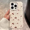 Korean Cute Cherry Bow Silicone Leather Case – Soft Shockproof Cover for iPhone 2