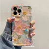 Laser Blue Light Flowers Luxury Shockproof TPU Silicone Phone Case for iPhone 4