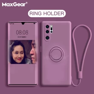 Metal Ring Holder Liquid Silicone Case for Huawei P & Mate Series 1