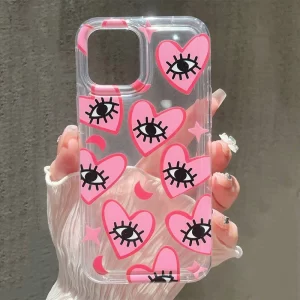 Clear Soft Shockproof Case – Pink Eyes Transparent Cover for iPhone 1