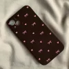 Korean Cute Pink Bow Love Heart Case – Soft Square Silicone Protective Cover for iPhone 4