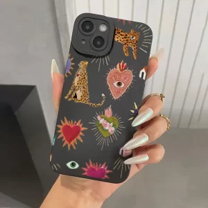 Floral Leopard Eyes Case for iPhone – Stylish Silicone Cover 1