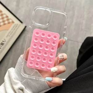 3D Suction Cup Transparent Phone Case for iPhone 1