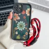 Wrist Chain Lanyard Case – Cute Flower Hand Strap TPU Cover for iPhone 4